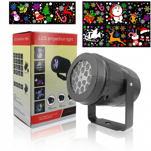 LED Christmas Projector Light — 16-Pattern Holiday Stage Light, 360°