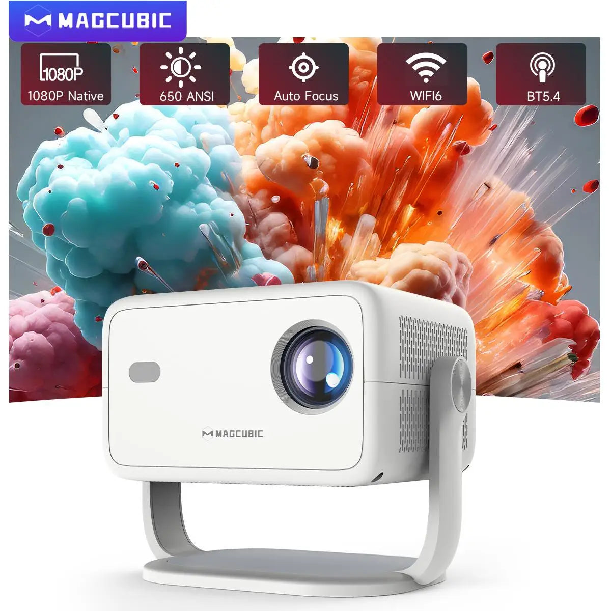 1080P Native Smart Projector — Auto Focus & Keystone, Air Mouse, WiFi6