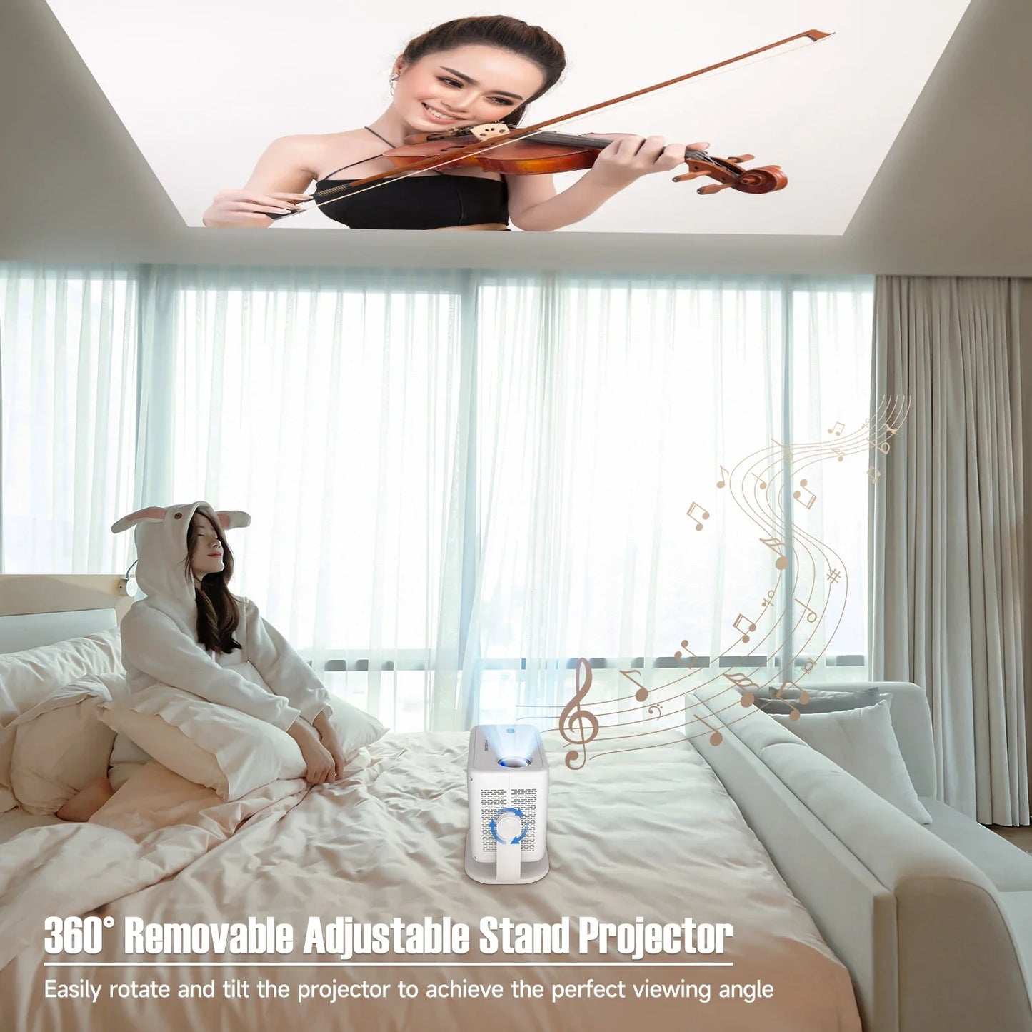 1080P Native Smart Projector — Auto Focus & Keystone, Air Mouse, WiFi6