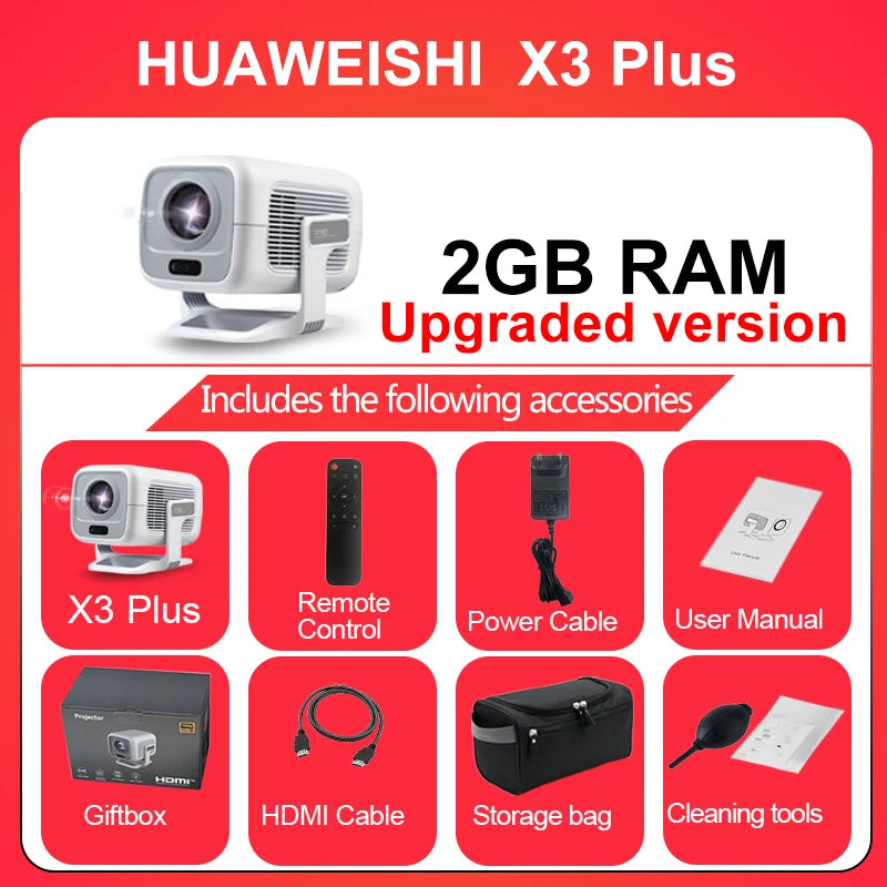 4K Native 1080P Smart Projector — Auto Focus, 600 ANSI, Android
