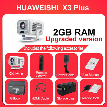4K Native 1080P Smart Projector — Auto Focus, 600 ANSI, Android