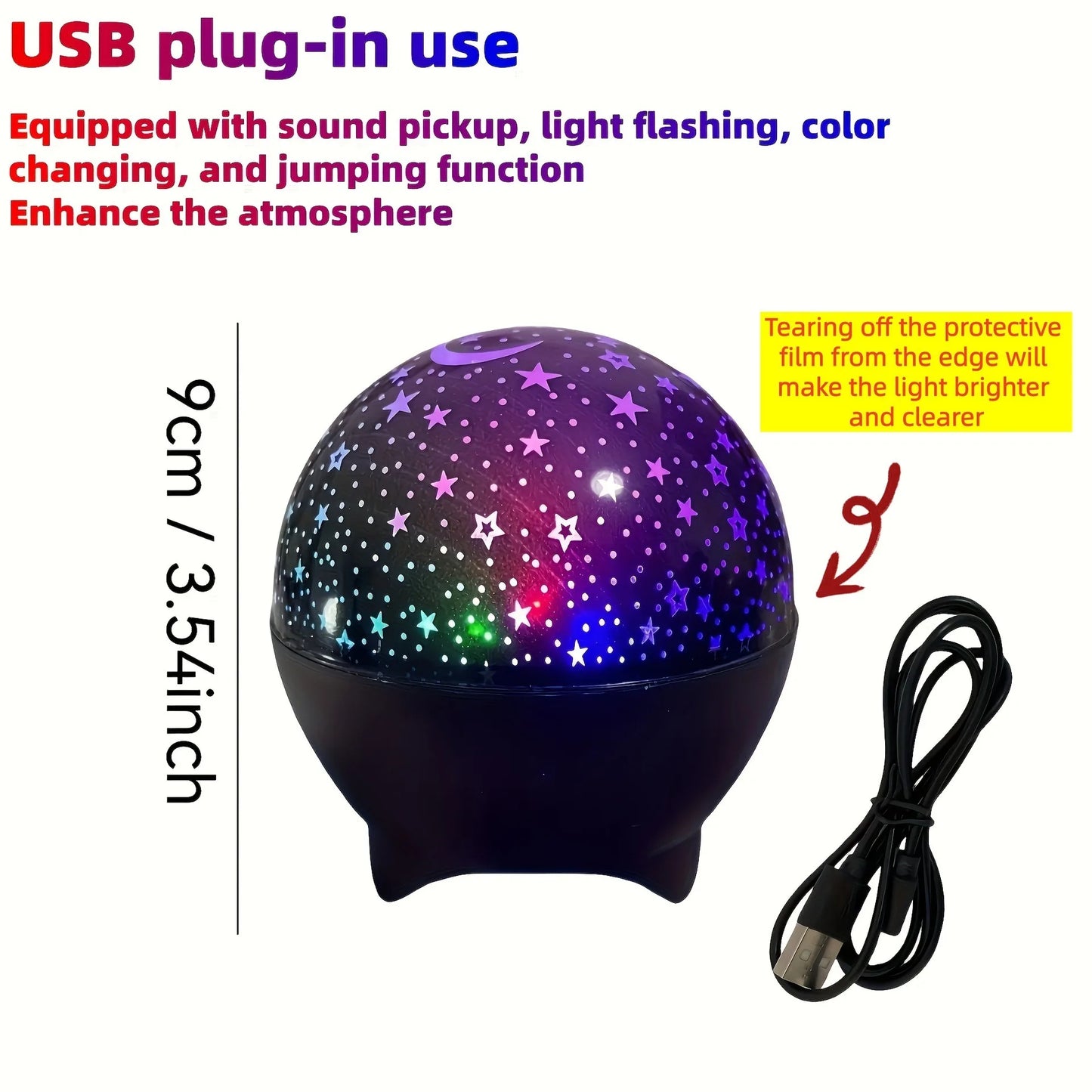 Galaxy Star Projector Night Light — RGB LED Moon & Star Projection, USB