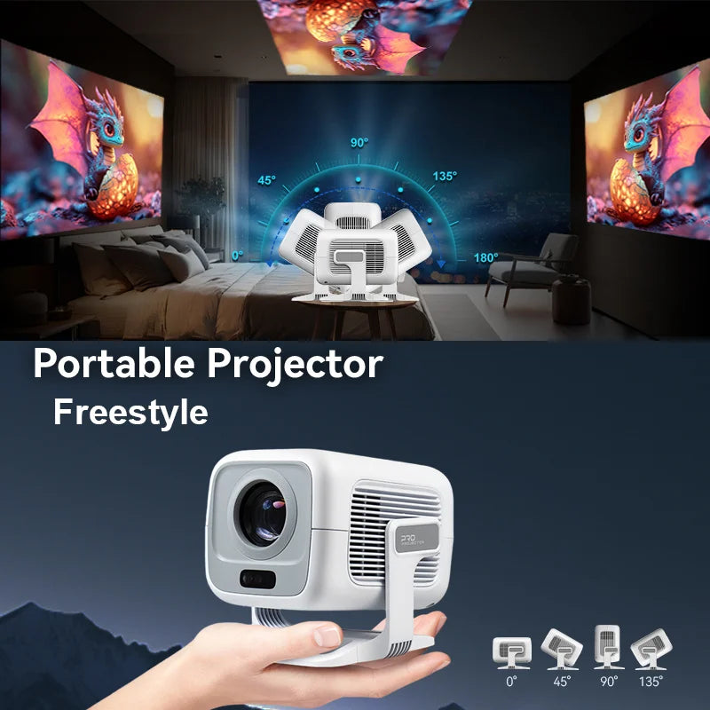 4K Native 1080P Smart Projector — Auto Focus, 600 ANSI, Android