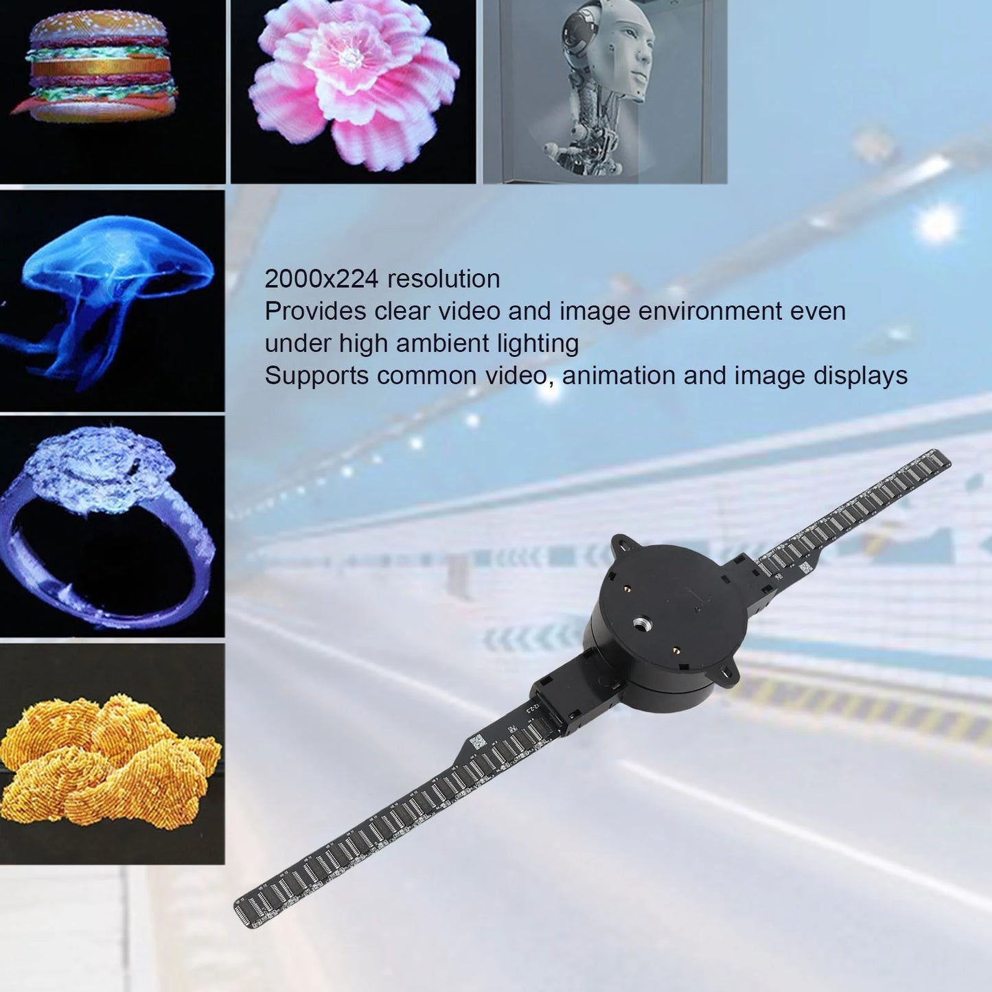 3D Hologram Fan Display — WiFi LED Advertising Projector, 16.5"