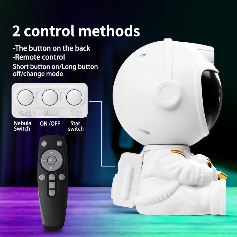 Astronaut Galaxy Star Projector — Nebula LED Night Light with Remote