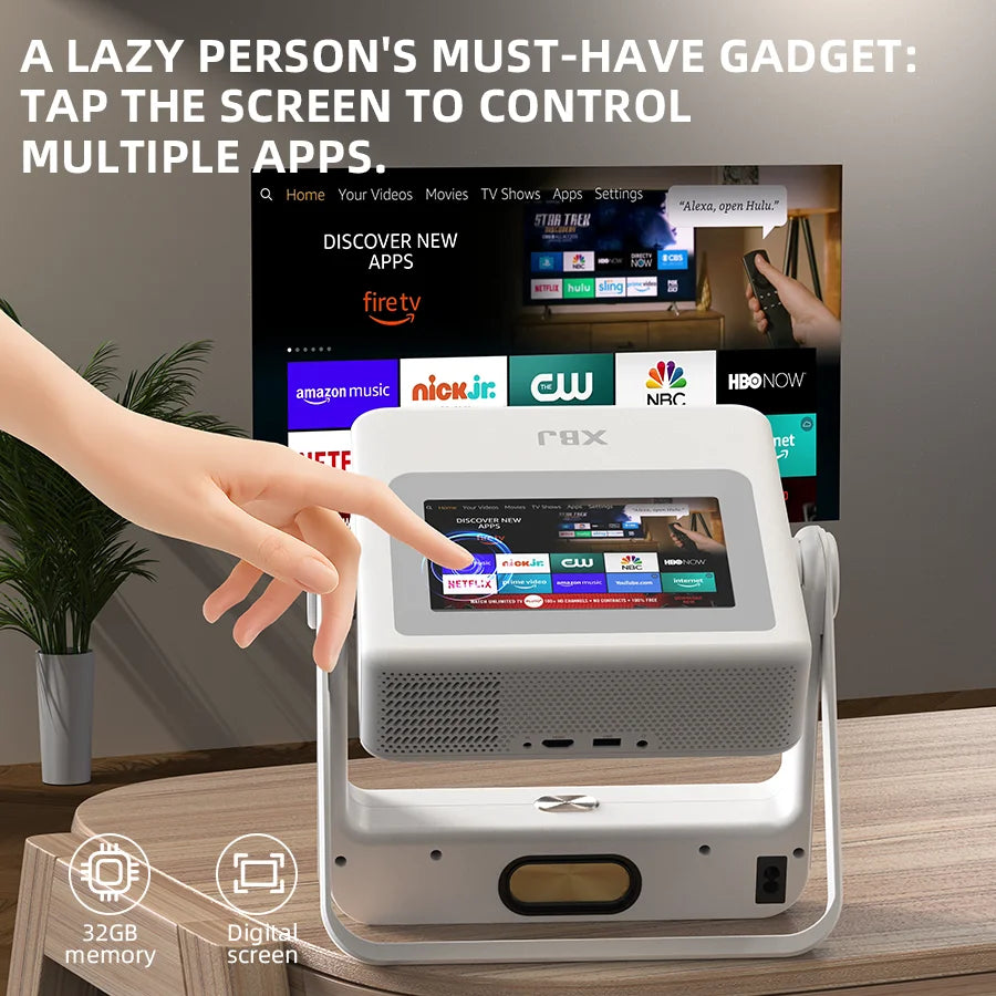 Smart Touch Screen 4K Projector — WiFi 6, Bluetooth, Auto Focus