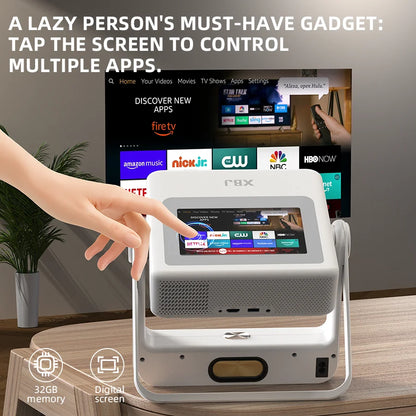 Smart Touch Screen 4K Projector — WiFi 6, Bluetooth, Auto Focus