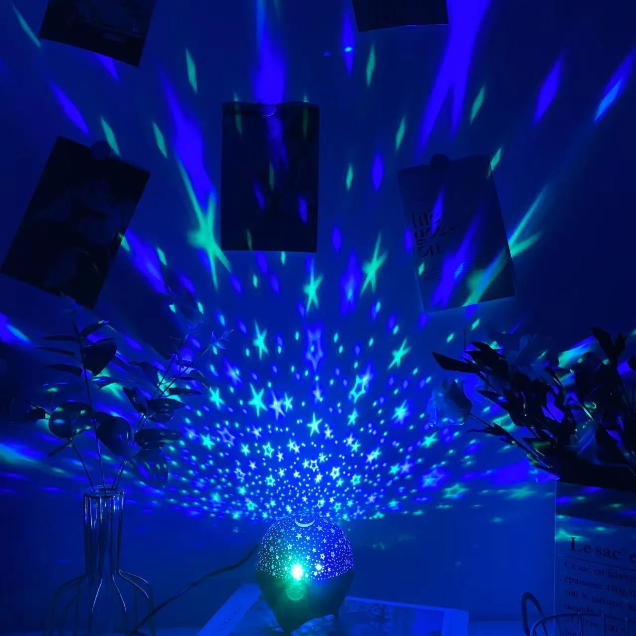 Galaxy Star Projector Night Light — RGB LED Moon & Star Projection, USB