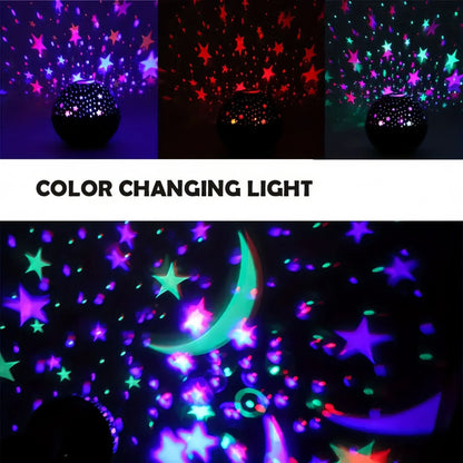 Galaxy Star Projector Night Light — RGB LED Moon & Star Projection, USB