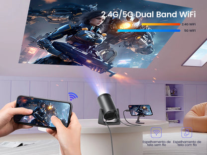 Mini Portable Projector — 1080P, Android 11, WiFi & Bluetooth, Auto Keystone