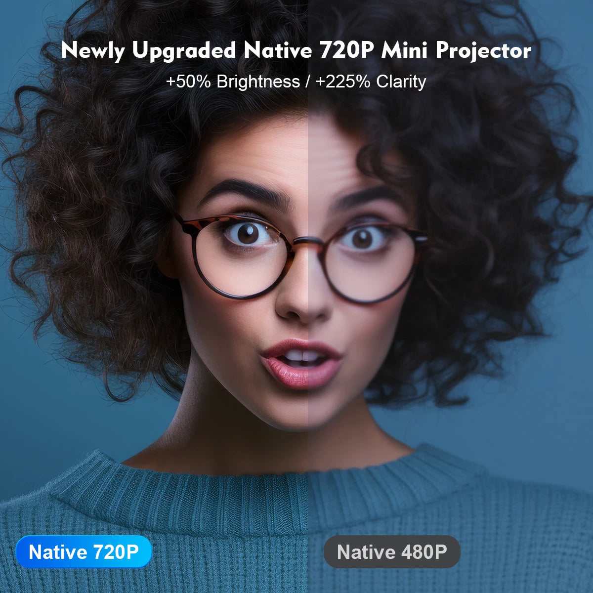 4K Portable Smart Projector — Android 14, Dual WiFi6, 290 ANSI